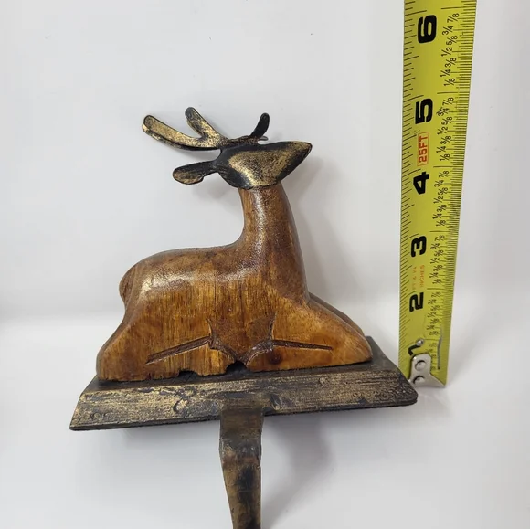 2 Pier I Rustic Brown Reindeer Iron Wood Stocker Holder Display Mantle Decor
